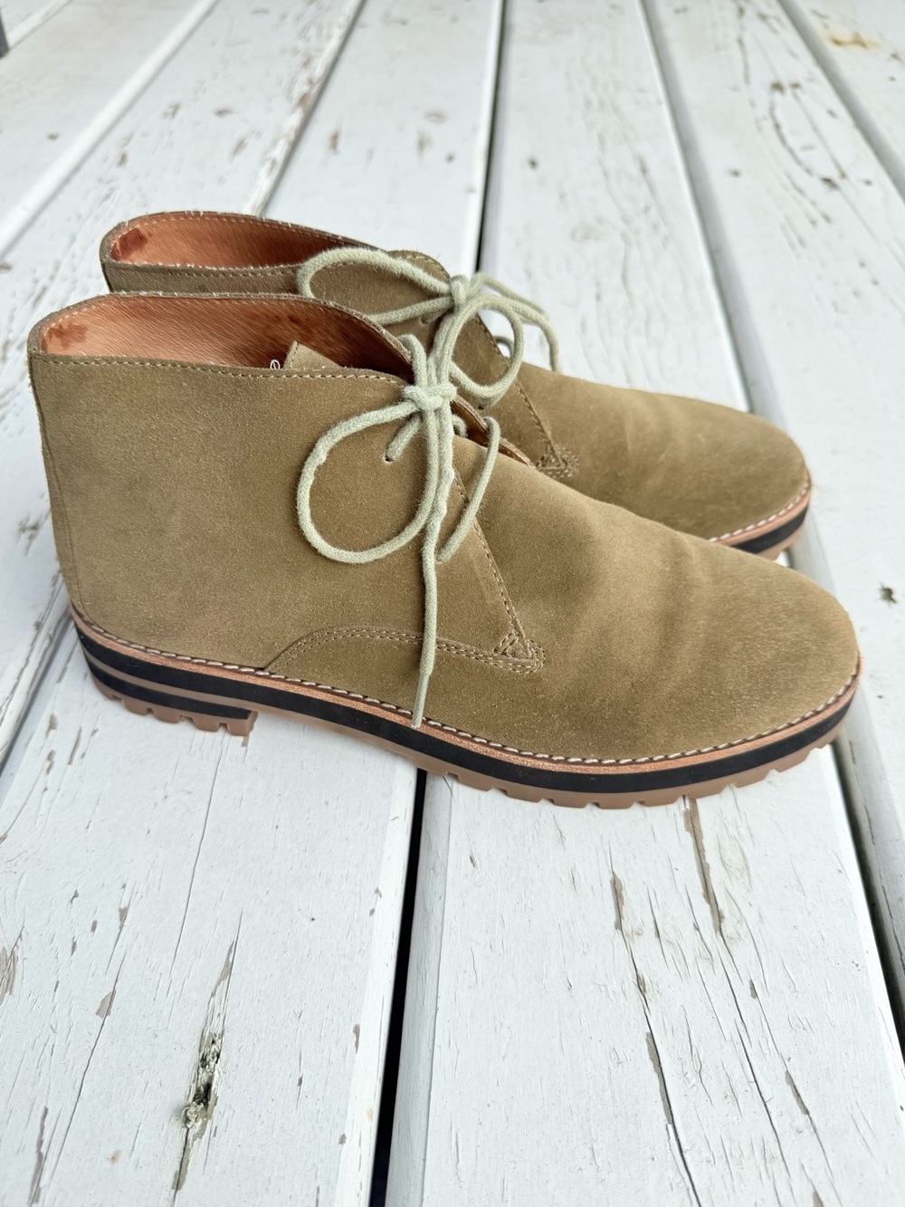 Madewell WREN Olive Green Suede Leather Lug Sole Chukka Ankle Boots